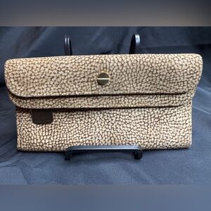 Borbonese Tan and Brown Quail Suede Long Wallet